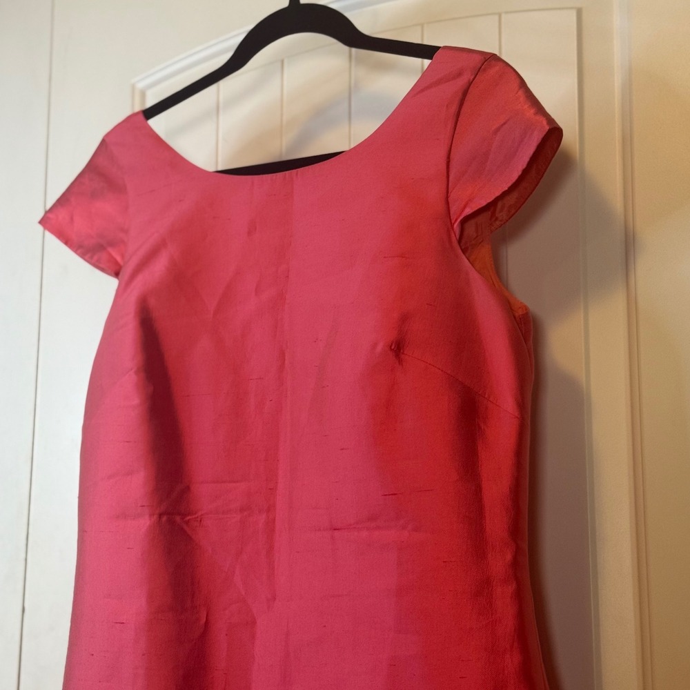 J. Crew Collection Silk Sheath Dress Coral Pink Cap Sleeve Square Back Sz 6 NWT - Picture 4 of 11